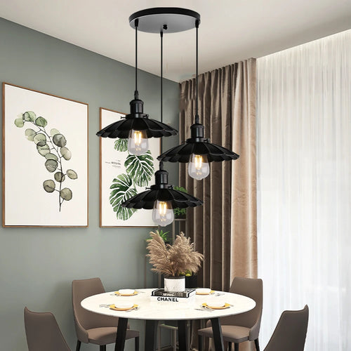 lustre vintage loft suspension lampe industrielle rétro salon - vue 3 sur 14
