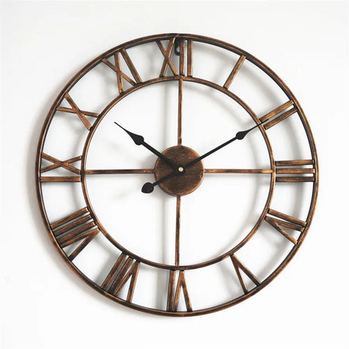 horloge murale nordique rétro en métal chiffres romains décorative - vue 10 sur 10