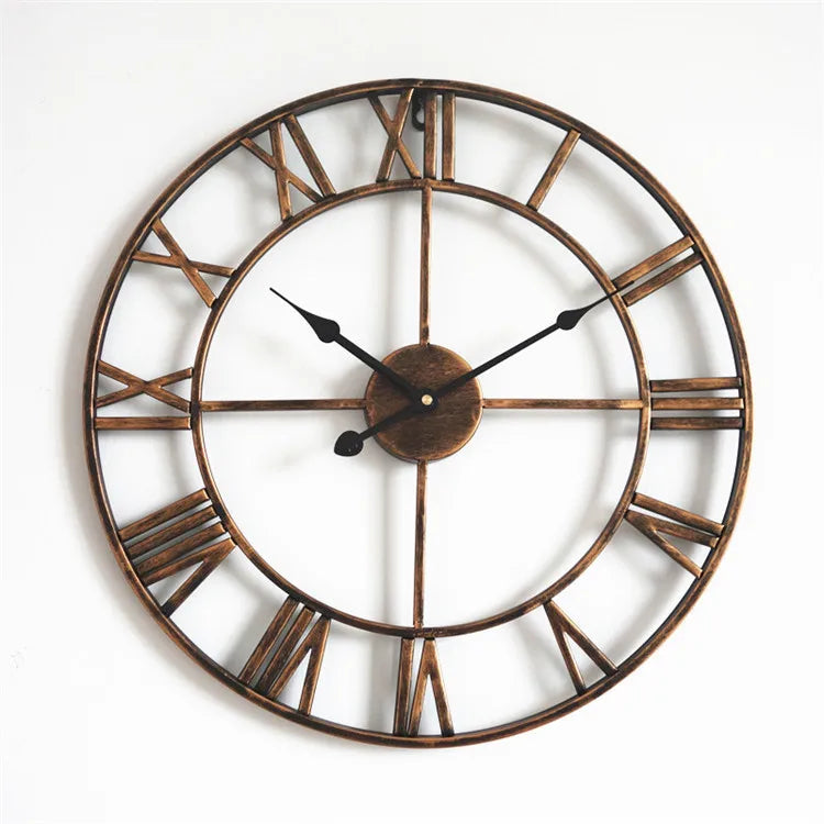 horloge murale nordique rétro en métal chiffres romains décorative - vue 10 sur 10