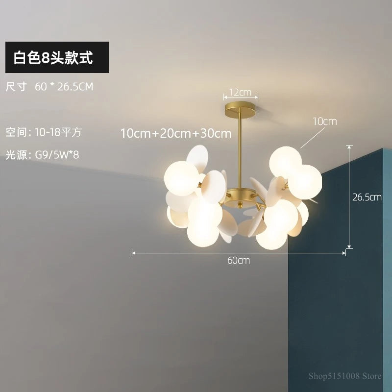 suspension à led design nordique avec fleurs décoratives en acrylique - vue 24 sur 24