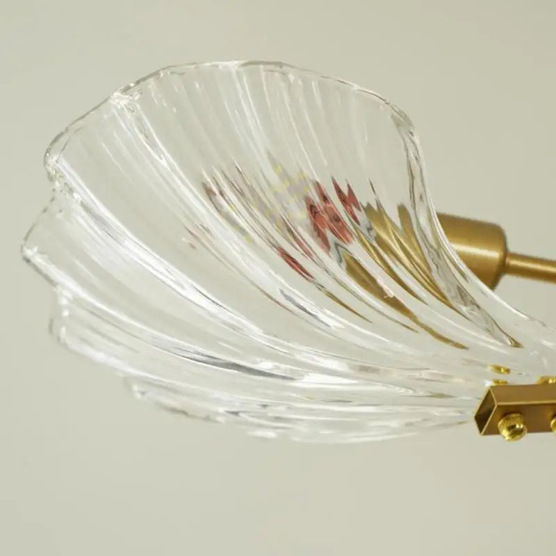 plafonnier en verre antique coquille cuivre lumière moderne design élégant - vue 5 sur 7