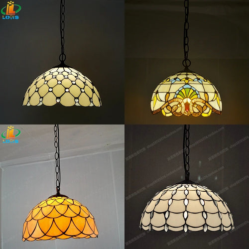lustre tiffany antique pour restaurant café bar et allée - vue 2 sur 19