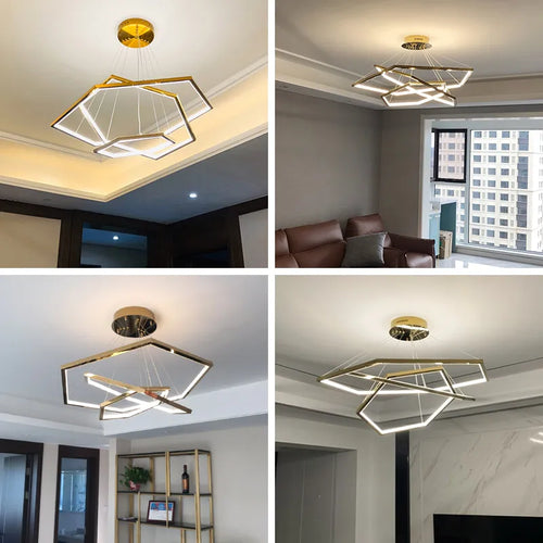 lustre led moderne en acier inoxydable pour intérieur créatif - vue 6 sur 8