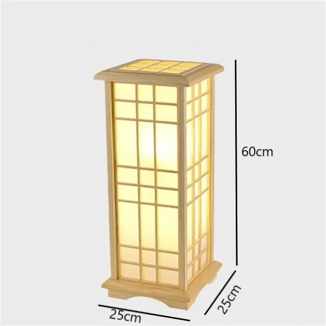 lampadaire carré en chêne massif style tatami japonais led - vue 7 sur 8