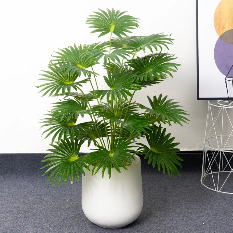 plantes artificielles tropicales monstera et palmier en plastique pour décoration - vue 10 sur 11