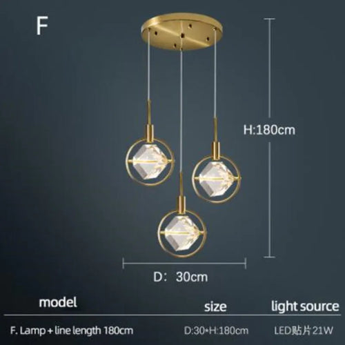 lampe nordique créative en cristal pour restaurant et bar - vue 14 sur 14