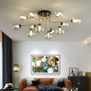 lustre moderne en verre avec éclairage décoratif design contemporain