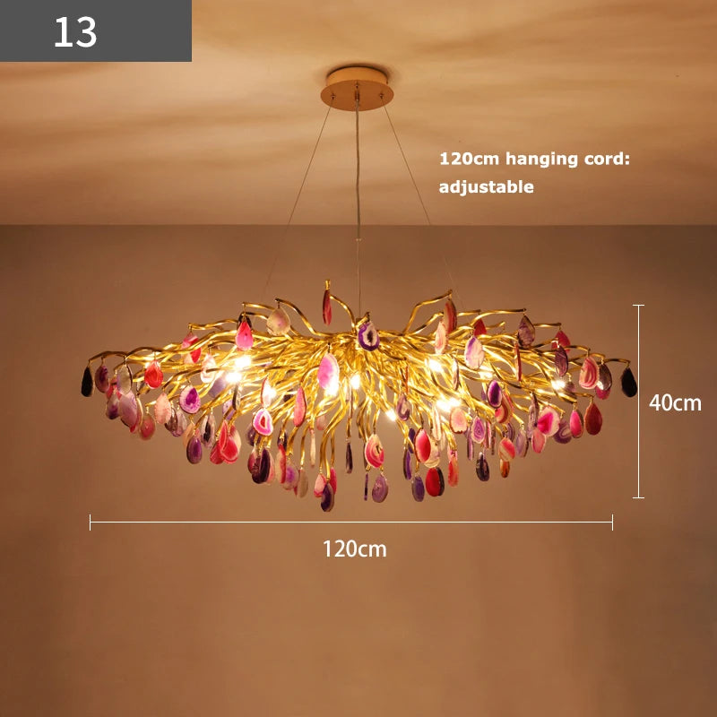 lustre design art déco en agate colorée pour intérieur élégant - vue 13 sur 17