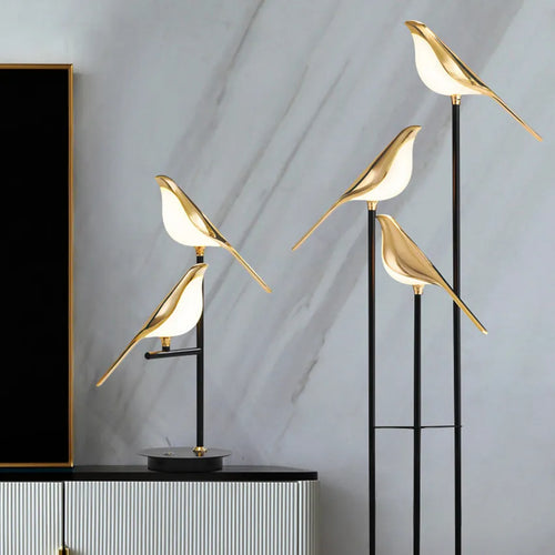 design lampe de table LED placage postmoderne or oiseau alliage acrylique lampe de bureau pour chambre étude salle salon lampadaire - vue 2 sur 10