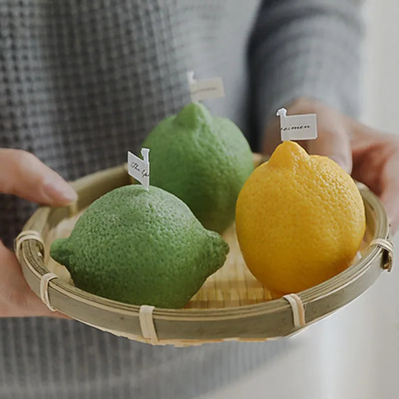 bougie parfumée citron artisanale pour décoration photo et fêtes - vue 5 sur 11