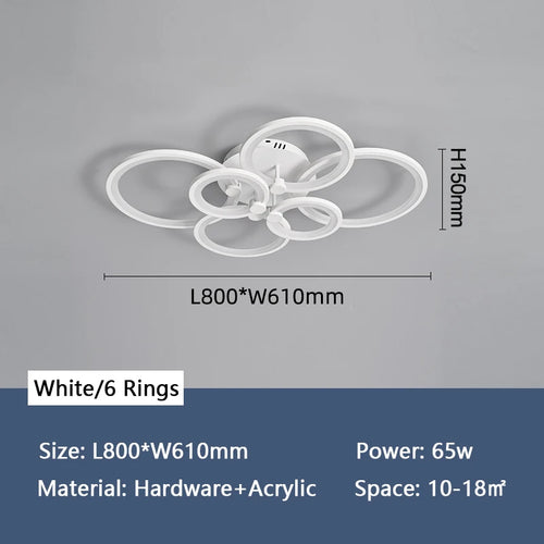 lustre moderne à anneaux circulaires avec éclairage led - vue 10 sur 14