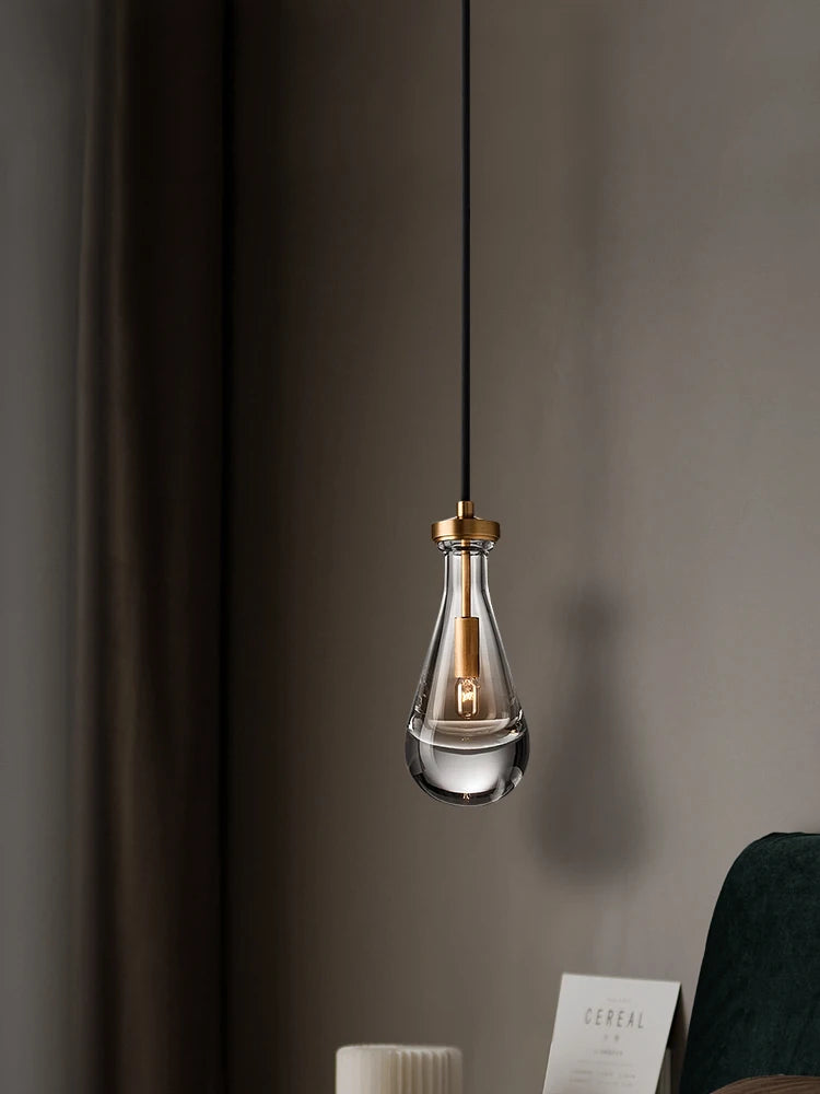 lustre moderne simple en verre de cuivre de luxe à tête unique - vue 4 sur 7
