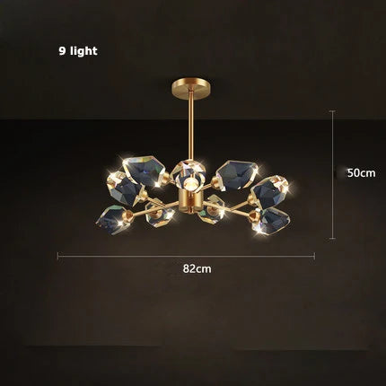 lustre en cristal et cuivre style art déco design moderne - vue 19 sur 22