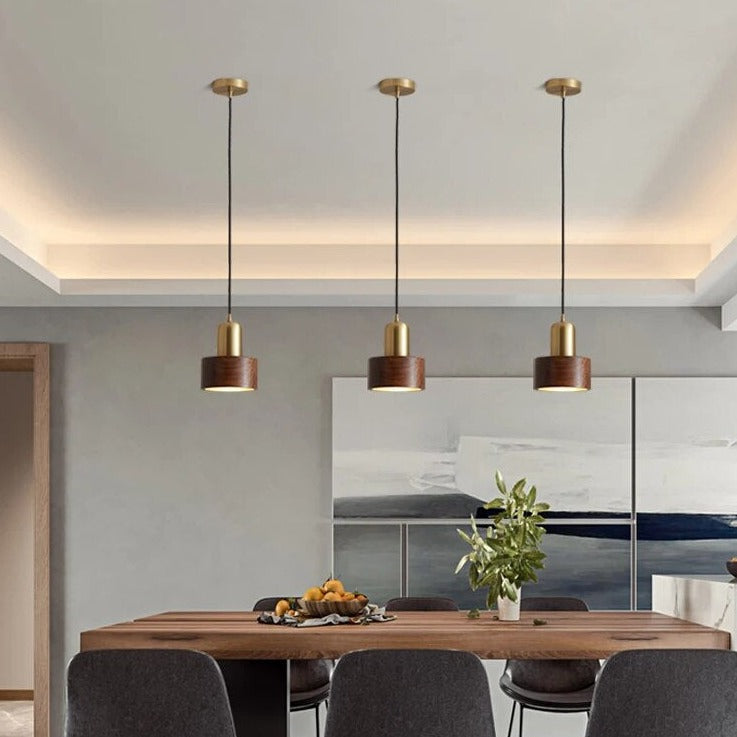 suspension laiton noyer bar restaurant - vue 4 sur 9