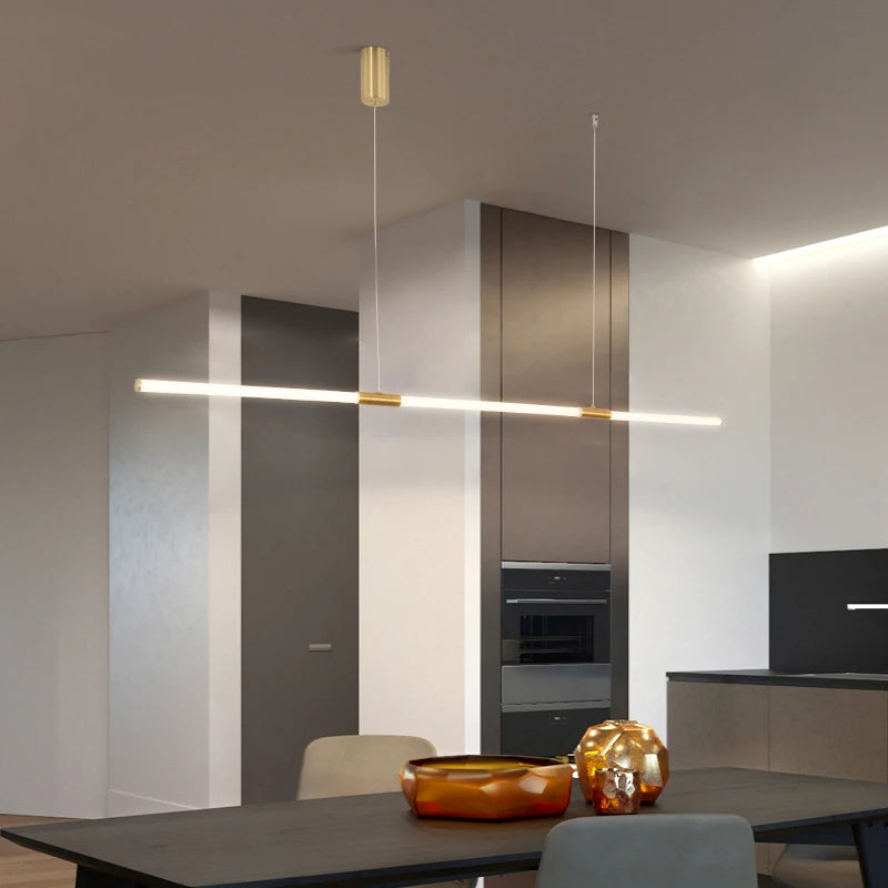Lustre design style cuivre placage moderne LED - vue 4 sur 8