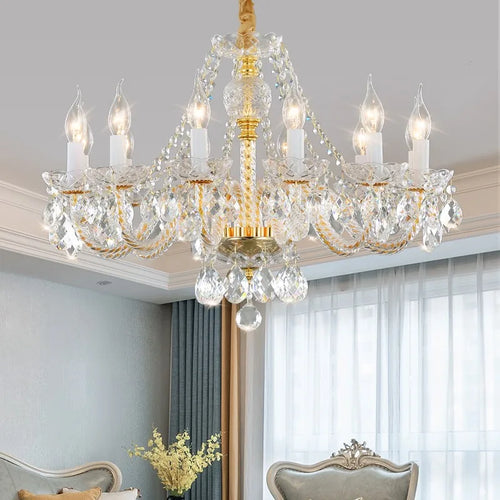 lustre en cristal doré pour décoration intérieure élégante - vue 2 sur 13