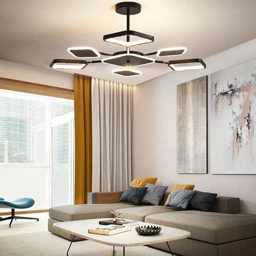 lustre carré à led moderne avec intensité variable - vue 6 sur 12
