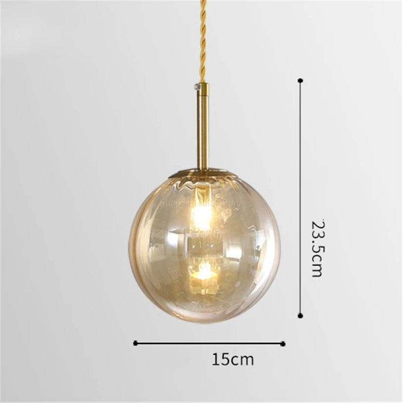 suspension LED en verre design moderne simpliste - vue 6 sur 12