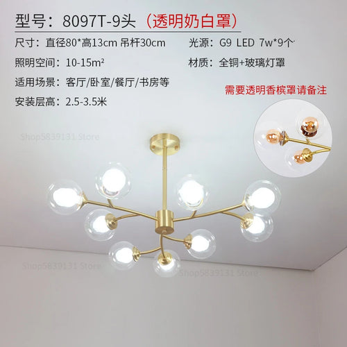lustre led moderne nouvelle lampe suspension moléculaire nordique - vue 10 sur 14