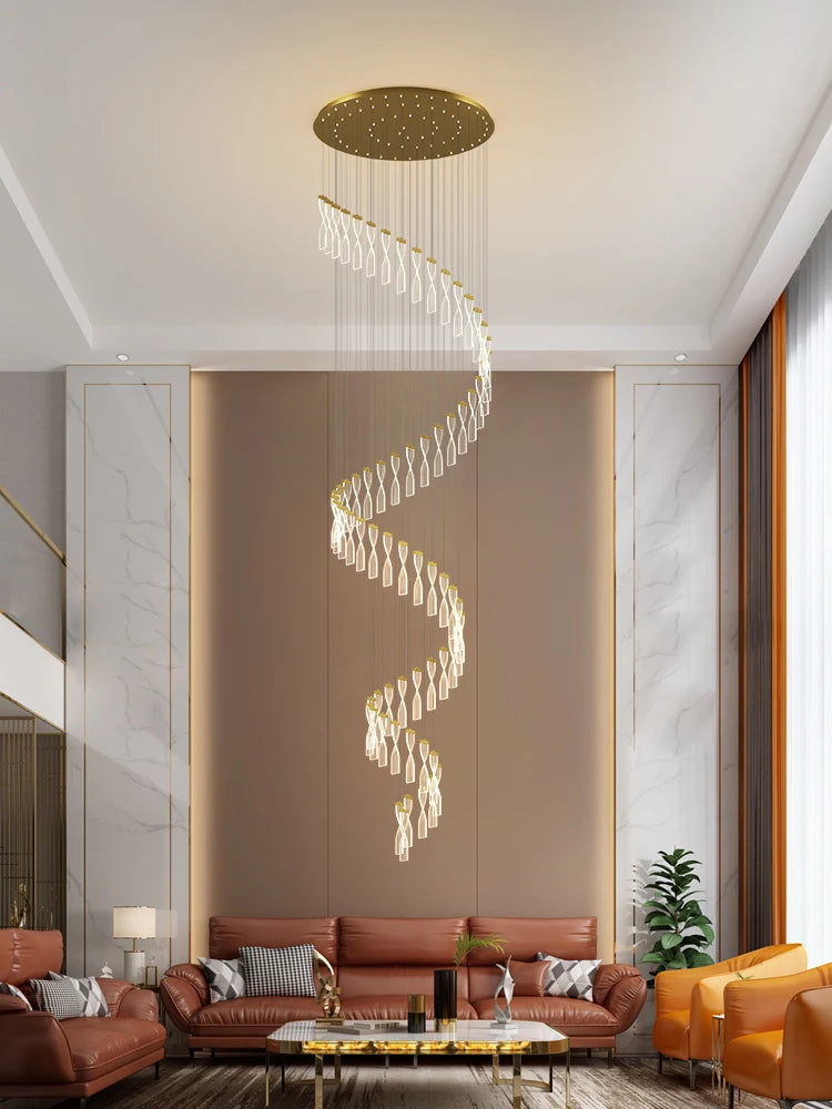lampe longue moderne design spirale pour intérieur hôtel et hall - vue 4 sur 10