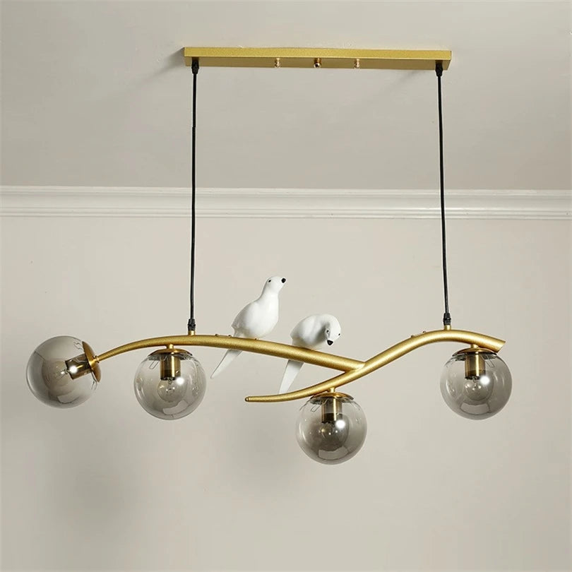 lustre moderne nordique en verre led pour restaurant bar
