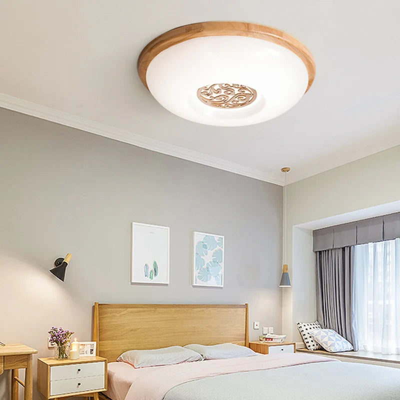 plafonnier led en bois massif avec luminosité variable pour intérieur - vue 3 sur 9