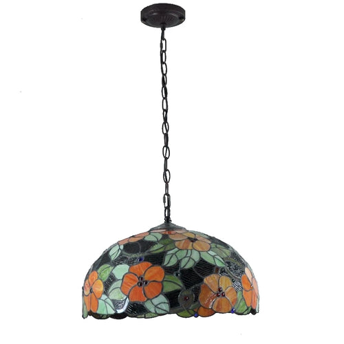 lustre en verre floral style tiffany pour restaurant et bar - vue 6 sur 5