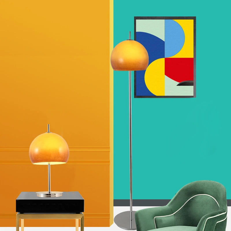 lampadaire nordique rétro contemporain avec abat-jour champignon - vue 3 sur 10