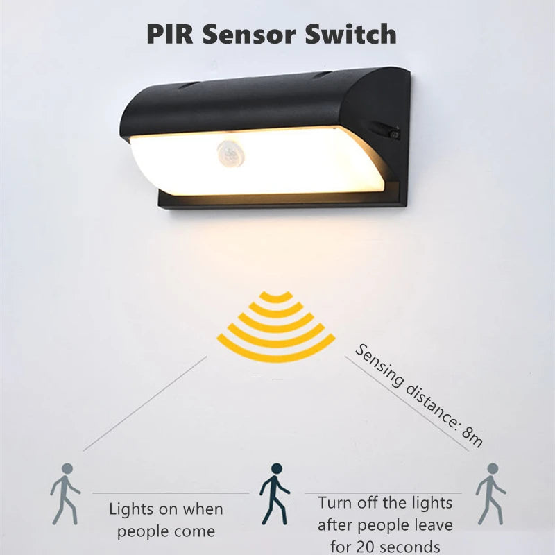 18W 30W Outdoor LED Wall Lamp PIR Motion Sensor IP65 Waterproof Porch Light Balcony Garden Corridor Wall Sconce Lighting Fixture - vue 2 sur 15