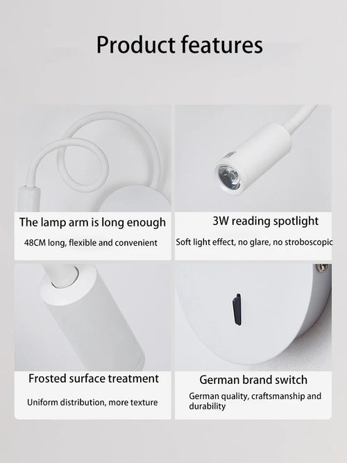 lampe de lecture led flexible pour maison hôtel - vue 6 sur 5