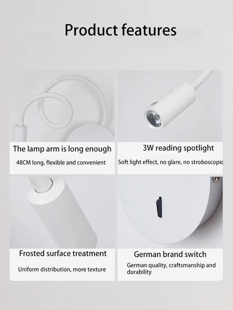 lampe de lecture led flexible pour maison hôtel - vue 5 sur 5