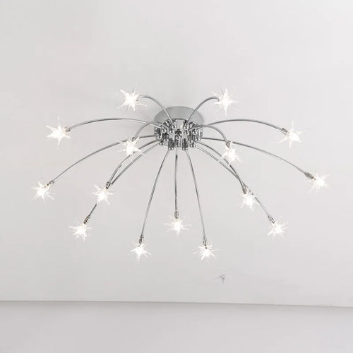 lustre moderne design chrome avec led pour éclairage maison - vue 2 sur 7