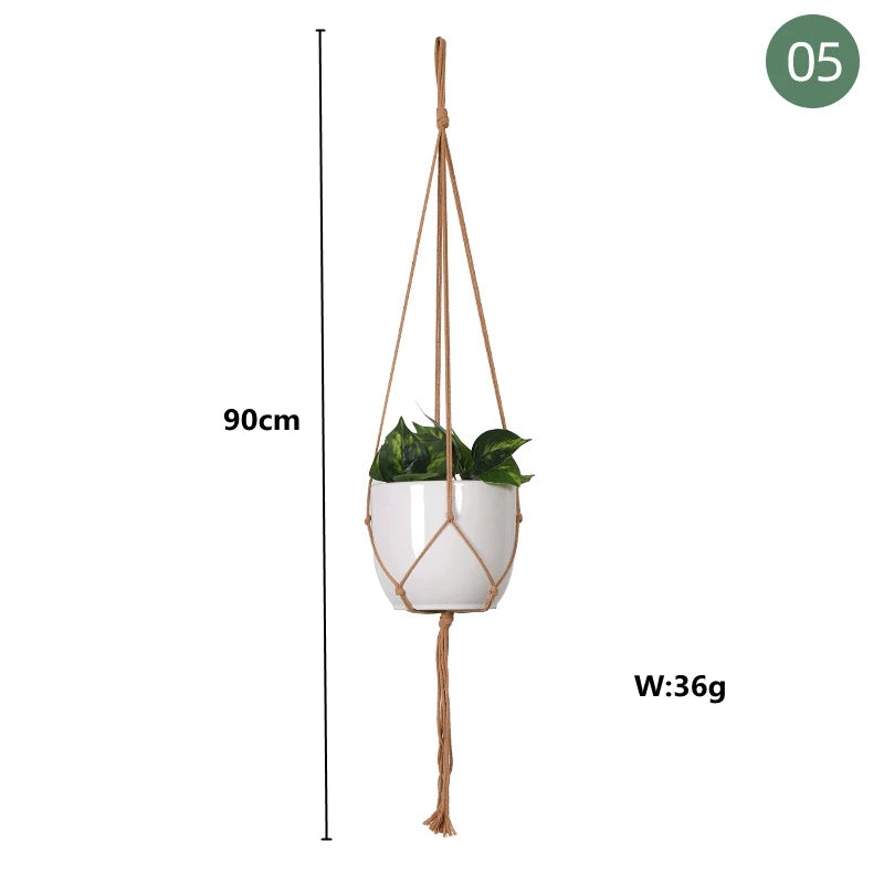 paniers suspendus en macramé pour plantes et décoration - vue 28 sur 30