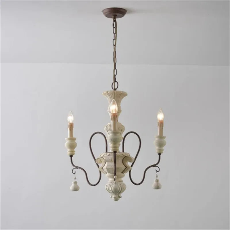 lustre suspendu en fer et bois vintage style industriel - vue 3 sur 11