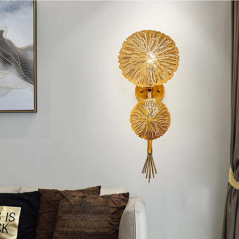 applique murale luxe feuille lotus décorative moderne pour salon et hôtel - vue 4 sur 7