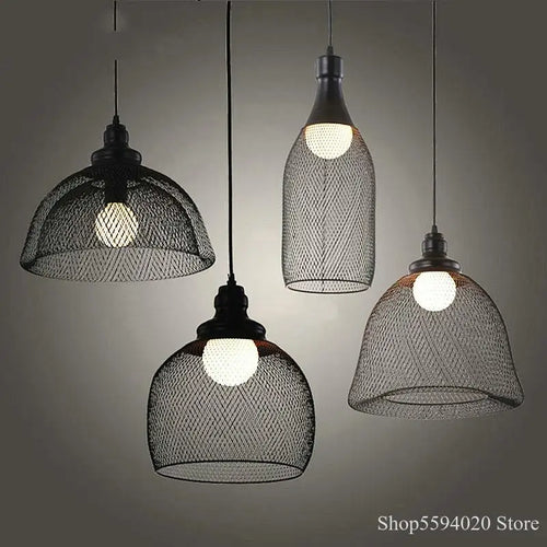 lustre cage à oiseaux style loft rétro en fer créatif minimaliste - vue 4 sur 18