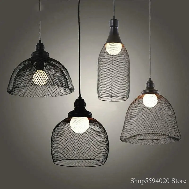 lustre industriel cage à oiseaux style loft rétro en fer minimaliste - vue 3 sur 17