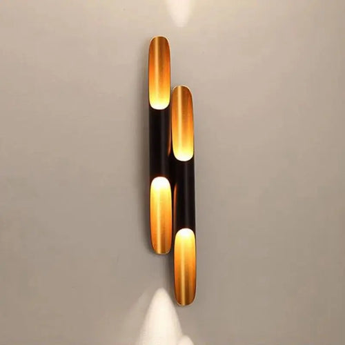 Nouvelle réplique ravissante applique murale Coltrane LED aile de tuyau en aluminium 2 lumières noir doré E27 applique murale - vue 2 sur 20