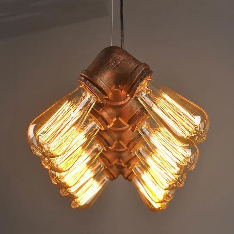 Lustre à vent industriel rétro américain à 10 têtes - vue 5 sur 10