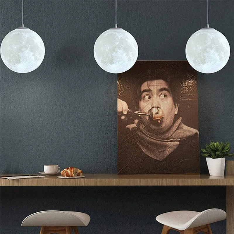 Suspension lune LED lumière ambiance décoration maison - vue 6 sur 8