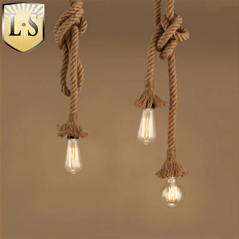 Suspension Vintage en corde de chanvre