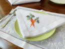Serviette de table brodée légumes ourlet ajouré