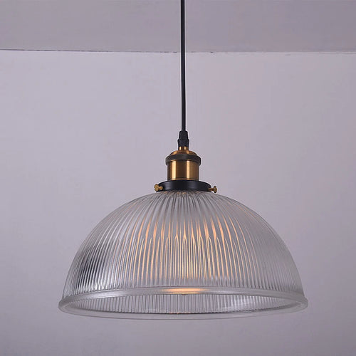 Suspension demi boule en laiton et verre transparent - vue 3 sur 8