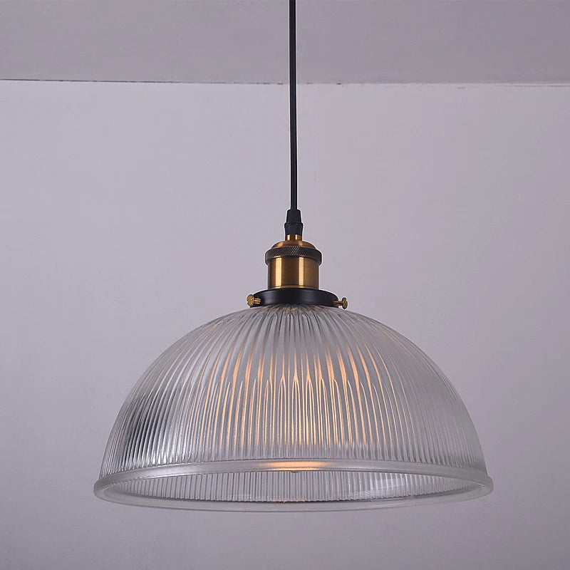 Suspension demi boule en laiton et verre transparent - vue 3 sur 8