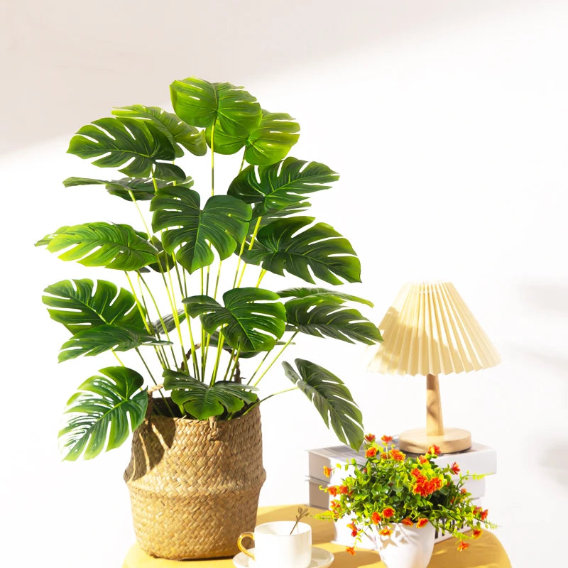 arbre tropical artificiel avec grandes feuilles de monstera décoratif - vue 2 sur 7