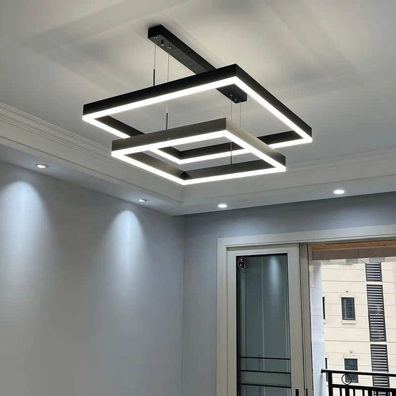 2024Modern Chandelier Square bedroom Chandelier Lighting  Hanging Lamp Home Lighting Samsarah Lighting - vue 2 sur 11