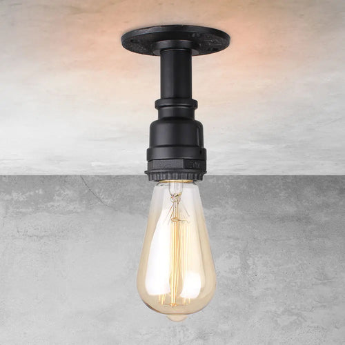 Plafonniers à tuyaux rétro Vintage E27 Loft plafonnier monté en Surface luminaires lampes à tuyaux en fer industriel - vue 2 sur 10