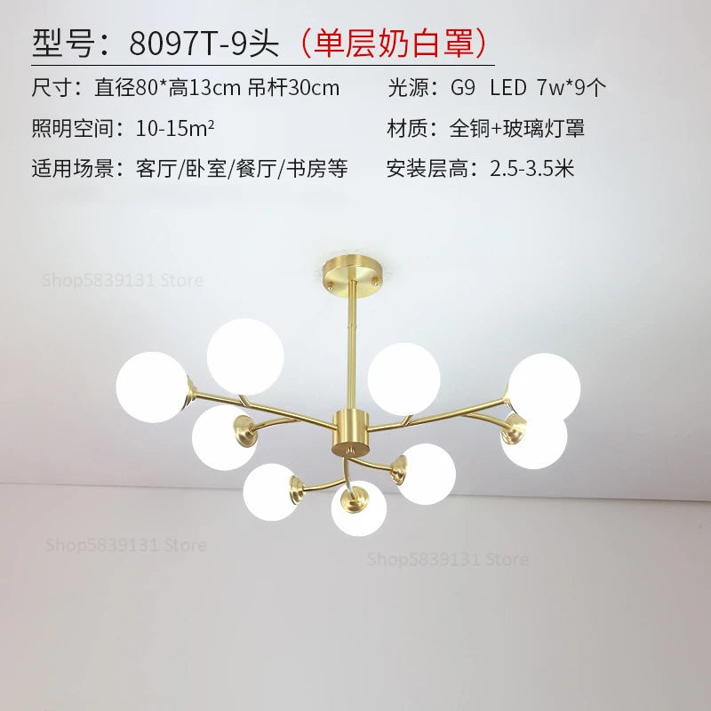 lustre led moderne nouvelle lampe suspension moléculaire nordique - vue 13 sur 14
