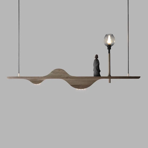 suspension en bois massif style moderne zen pour éclairage créatif - vue 2 sur 10