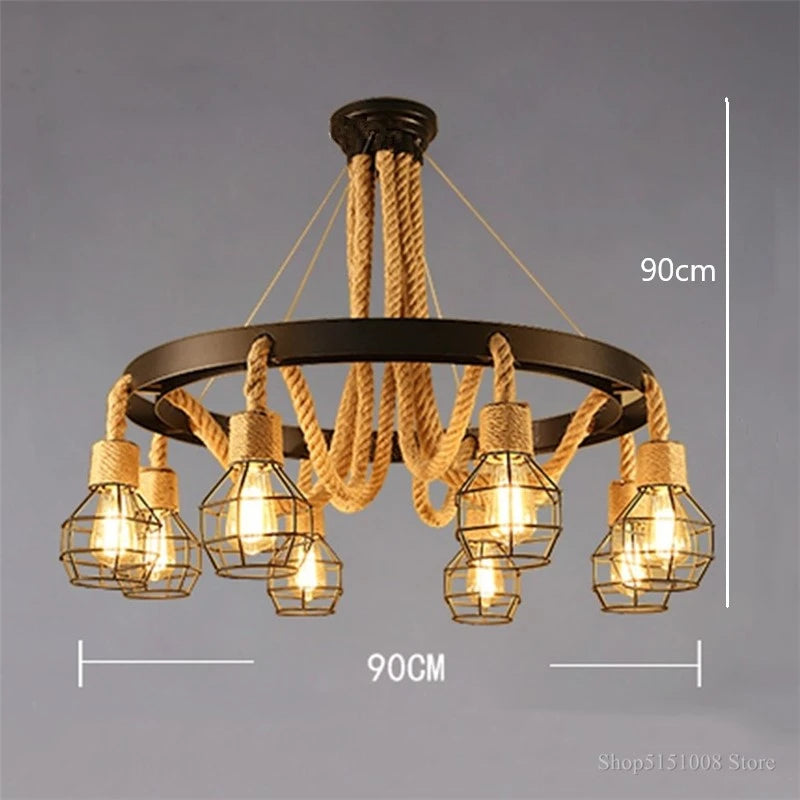 suspension vintage en corde de chanvre pour restaurant café bar